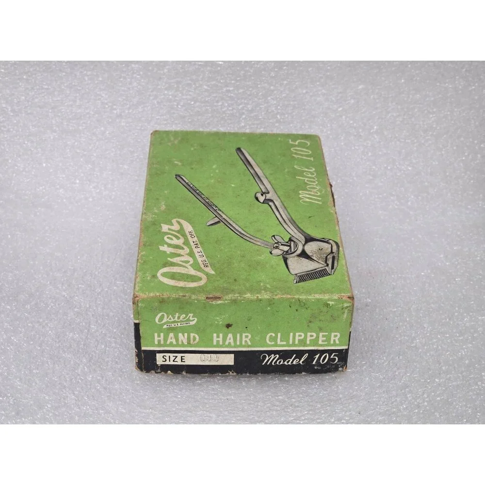 Vintage Oster Hand Hair Clipper Model 105 w/ Original Box Manual Barber Clippers
